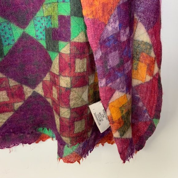 Bindya New York Cashmere Silk Multicolor Geometric Print Scarf Shawl - Picture 10 of 16